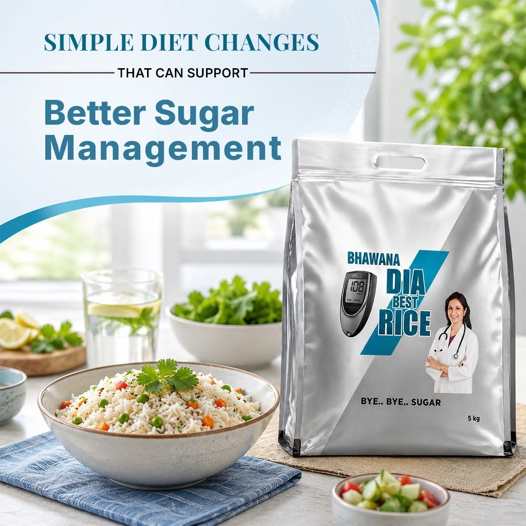 Simple diet changes for better sugar management with low glycemic index rice. Buy sugarless rice to support healthy blood sugar levels, sustained energy, and balanced daily nutrition.